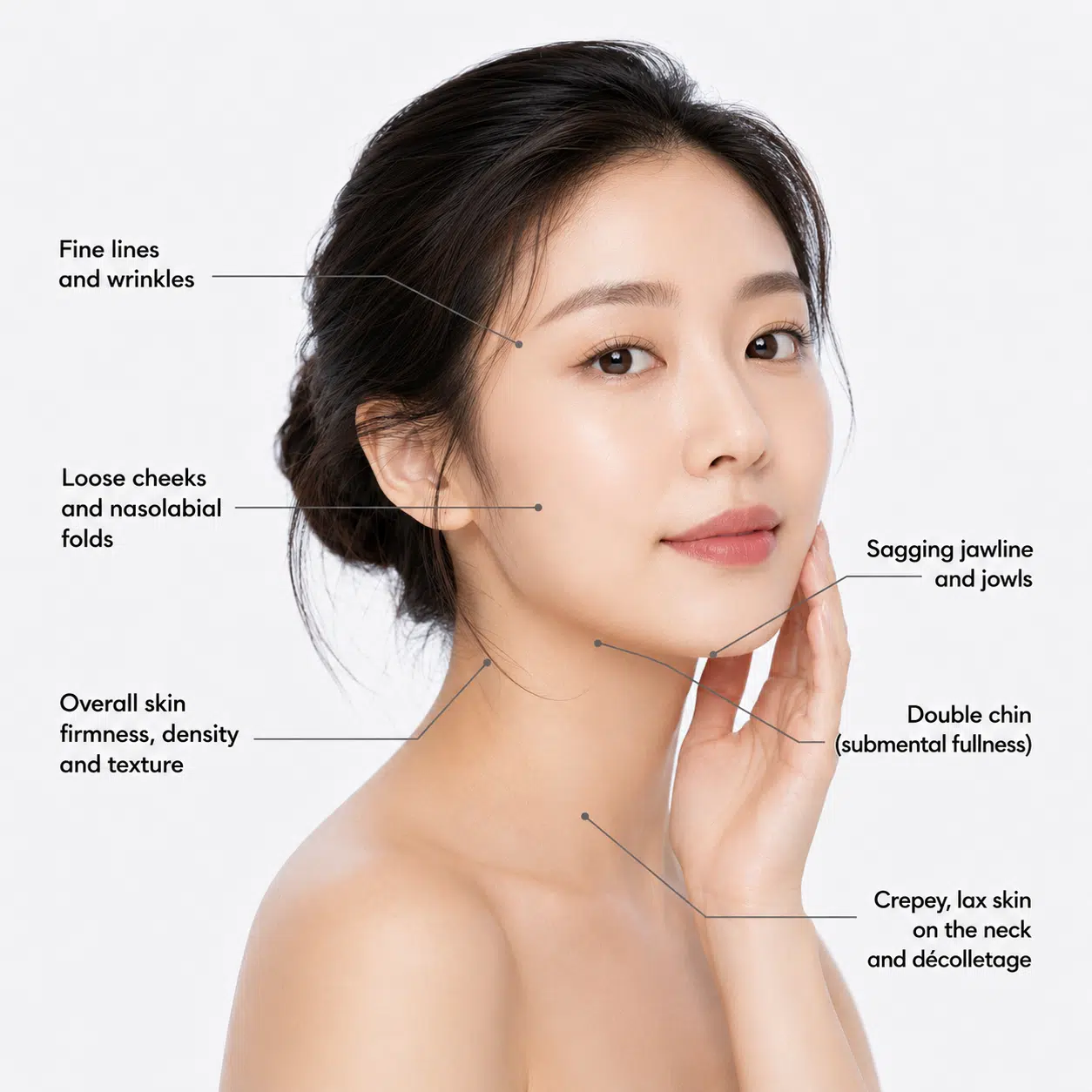 Face and neck areas that may be treated with XERF